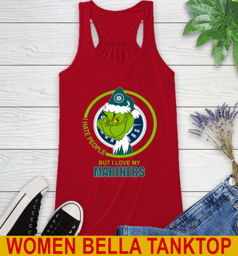 Seattle Mariners MLB Christmas Grinch I Hate People But I Love My Favorite Baseball Team Racerback Tank 6
