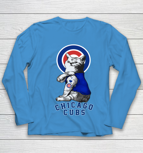 MLB Baseball My Cat Loves Chicago Cubs Youth Long Sleeve 5