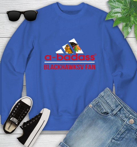 NHL A Badass Chicago Blackhawks Fan Adidas Hockey Sports Youth Sweatshirt 7