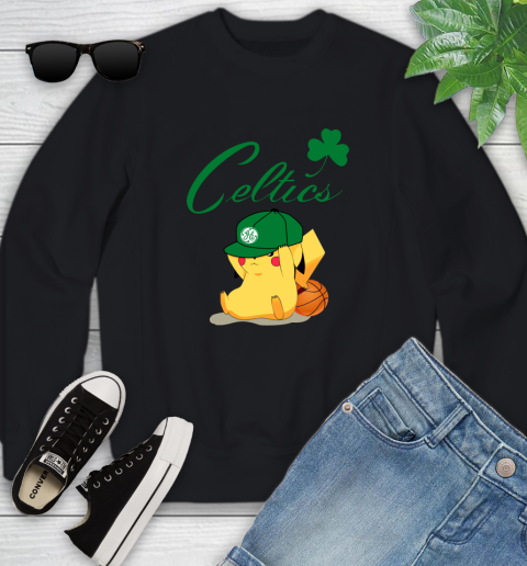 NBA Pikachu Basketball Sports Boston Celtics Youth Sweatshirt 2