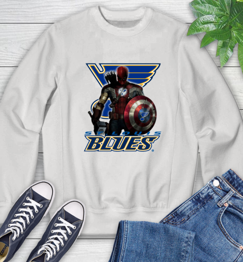 NHL Captain America Thor Spider Man Hawkeye Avengers Endgame Hockey St.Louis Blues Sweatshirt