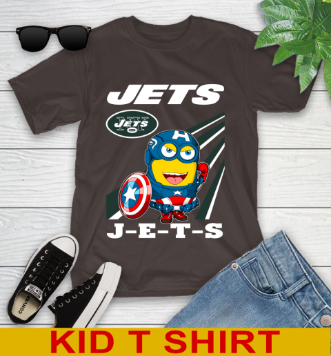 NFL Football New York Jets Captain America Marvel Avengers Minion Shirt Youth T-Shirt 7 NFL Football New York Jets Captain America Marvel Avengers Minion Shirt Youth T-Shirt - Image 7