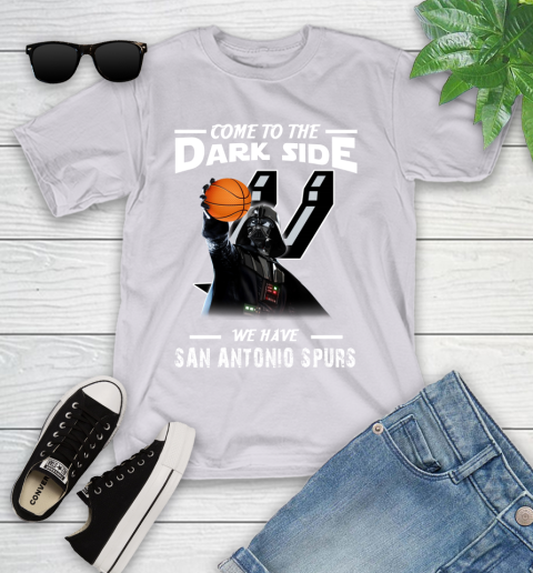 NBA Come To The Dark Side We Have San Antonio Spurs Star Wars Darth Vader Basketball Youth T-Shirt 4