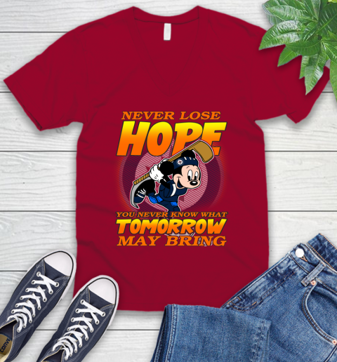Winnipeg Jets NHL Hockey ootball Mickey Disney Never Lose Hope V-Neck T-Shirt 7