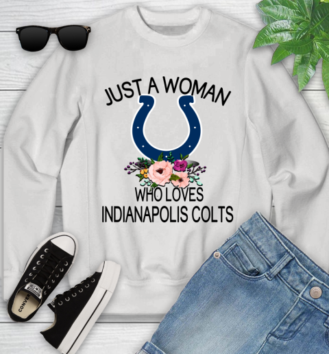 NFL Just A Woman Who Loves Indianapolis Colts Football Sports Youth Sweatshirt