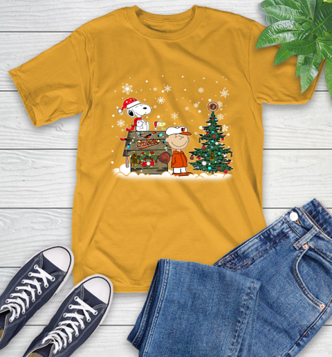 MLB Baltimore Orioles Snoopy Charlie Brown Christmas Baseball Commissioner's Trophy T-Shirt 2