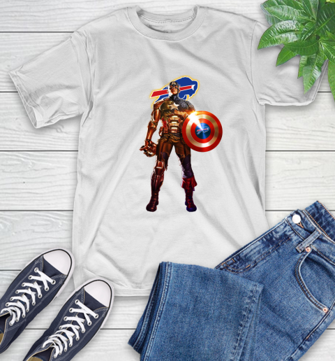 NFL Captain America Marvel Avengers Endgame Football Sports Buffalo Bills T-Shirt
