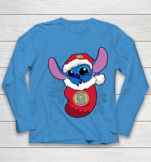 Denver Nuggets Christmas Stitch In The Sock Funny Disney NBA Youth Long Sleeve 7
