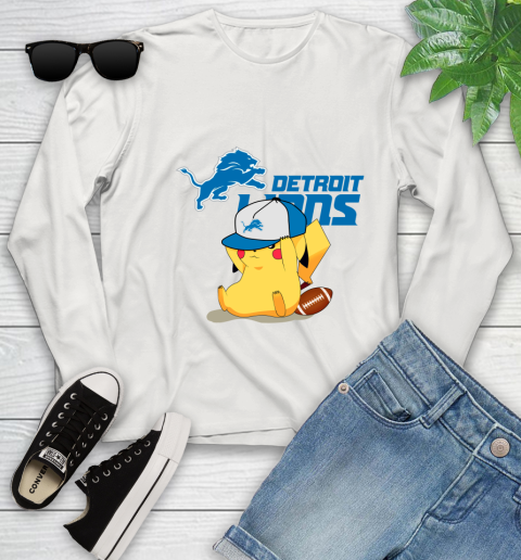 NFL Pikachu Football Sports Detroit Lions Youth Long Sleeve 12