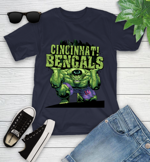 Cincinnati Bengals NFL Football Incredible Hulk Marvel Avengers Sports Youth T-Shirt 3