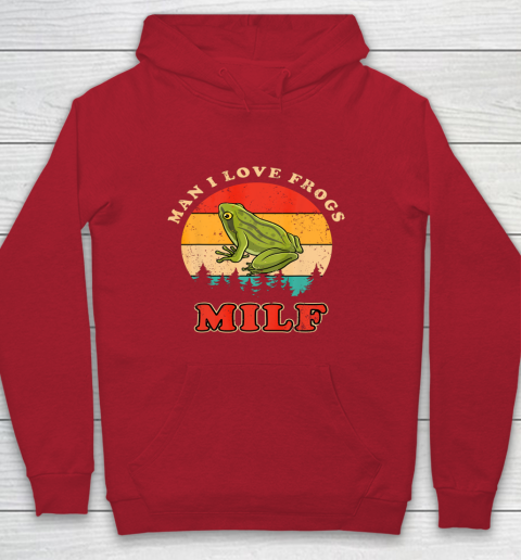 MILF Man I Love Frogs Funny Retro Frog Youth Hoodie 7