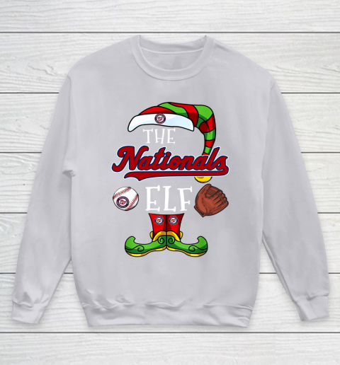 Washington Nationals Christmas ELF Funny MLB Youth Sweatshirt 3