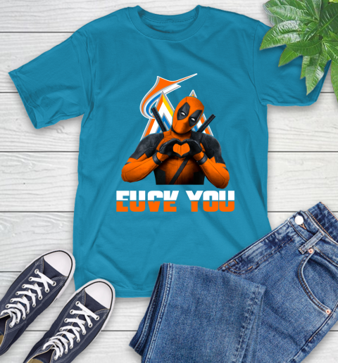 MLB Miami Marlins Deadpool Love You Fuck You Baseball Sports T-Shirt 9