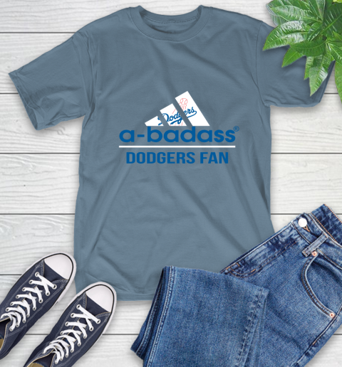 MLB A Badass Los Angeles Dodgers Fan Adidas Baseball Sports T-Shirt 8