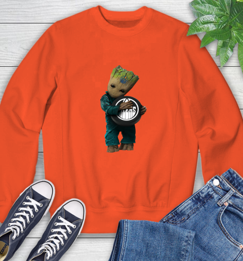 NHL Groot Guardians Of The Galaxy Hockey Sports Edmonton Oilers Sweatshirt 4