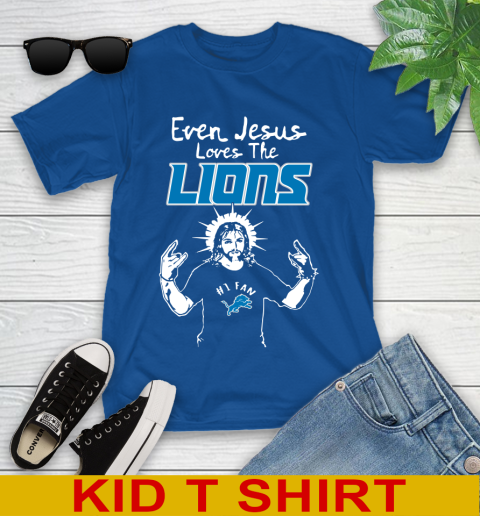 Detroit Lions NFL Football Even Jesus Loves The Lions Shirt Youth T-Shirt 10
