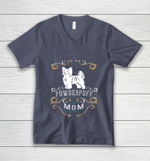 Dog Mom Shirt Powderpuff Mom Chinese Crested Dog V-Neck T-Shirt 7