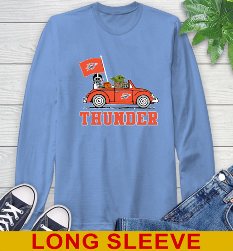 NBA Basketball Oklahoma City Thunder Darth Vader Baby Yoda Driving Star Wars Shirt Long Sleeve T-Shirt 11