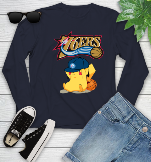 NBA Pikachu Basketball Sports Philadelphia 76ers Youth Long Sleeve 3