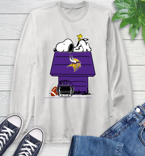 Minnesota Vikings NFL Football Snoopy Woodstock The Peanuts Movie Long Sleeve T-Shirt