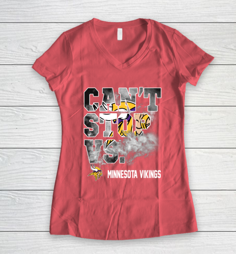 NFL Minnesota Vikings Can't Stop Vs Women's V-Neck T-Shirt 4
