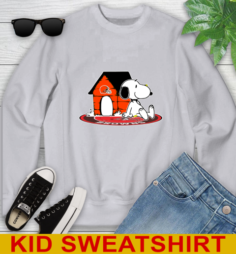 NFL Football Cleveland Browns Snoopy The Peanuts Movie Shirt Youth Sweatshirt 4