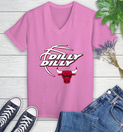 NBA Chicago Bulls Dilly Dilly Basketball Sports Women's V-Neck T-Shirt 14