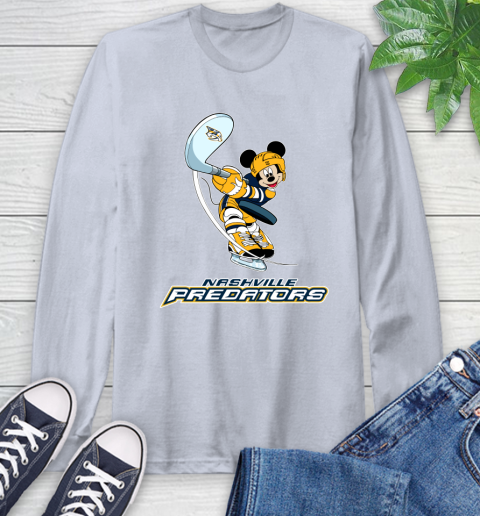 NHL Hockey Nashville Predators Cheerful Mickey Mouse Shirt Long Sleeve T-Shirt 6