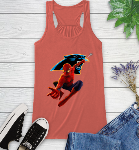 NFL Spider Man Avengers Endgame Football Carolina Panthers Racerback Tank 4