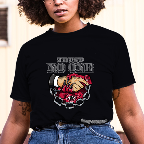 Air Jordan 1 Homage to Home Matching Sneaker Tshirt Trust No One Eye Red and White Jordan Tshirt