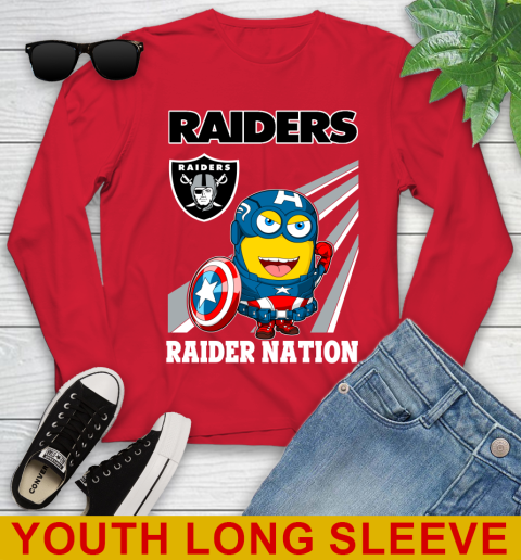 NFL Football Oakland Raiders Captain America Marvel Avengers Minion Shirt Youth Long Sleeve 11