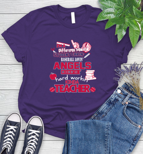 Los Angeles Angels MLB I'm A Difference Making Student Caring Baseball Loving Kinda Teacher Women's T-Shirt 4