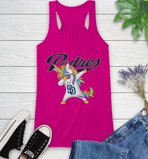 San Diego Padres MLB Baseball Funny Unicorn Dabbing Sports Racerback Tank 8
