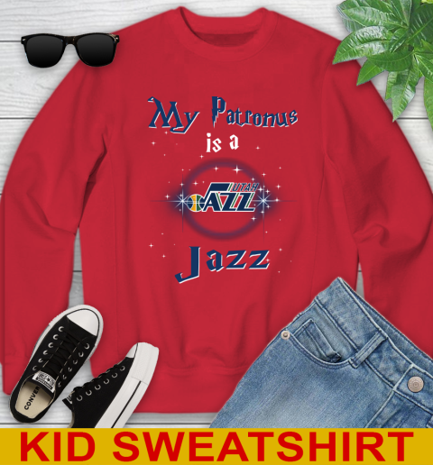 NBA Basketball Harry Potter My Patronus Is A Utah Jazz Youth Sweatshirt 7