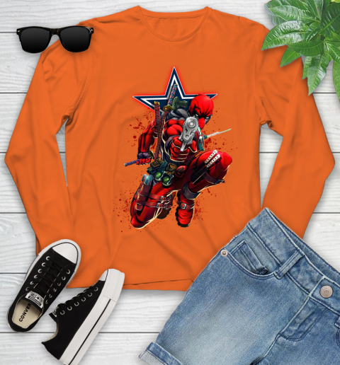 NFL Deadpool Marvel Comics Sports Football Dallas Cowboys Youth Long Sleeve 4