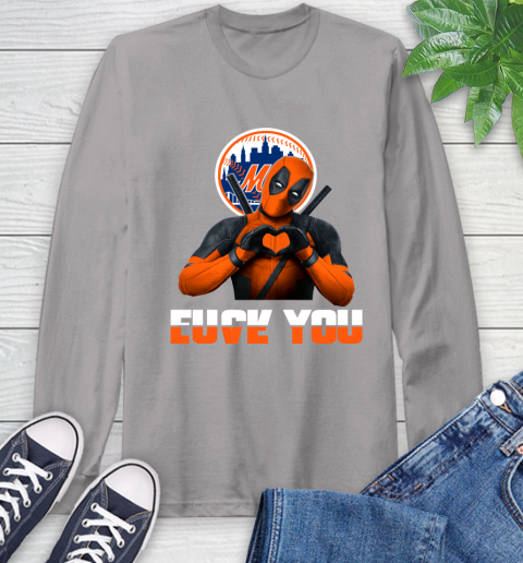 MLB New York Mets Deadpool Love You Fuck You Baseball Sports Long Sleeve T-Shirt 6