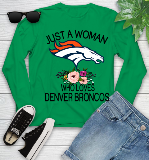 NFL Just A Woman Who Loves Denver Broncos Football Sports Youth Long Sleeve 4
