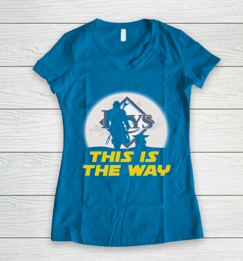Tampa Bay Rays MLB Baseball Star Wars Yoda And Mandalorian This Is The Way Women's V-Neck T-Shirt 5