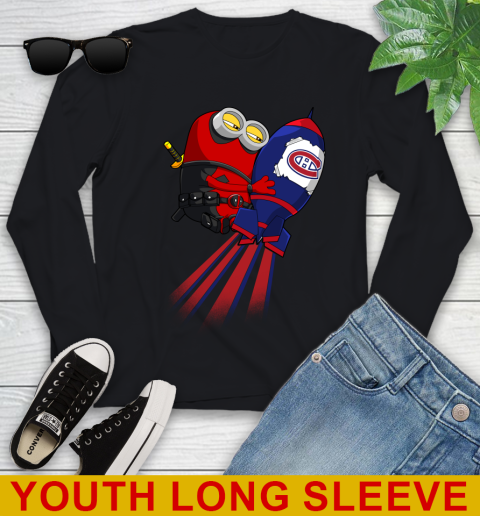 NHL Hockey Montreal Canadiens Deadpool Minion Marvel Shirt Youth Long Sleeve