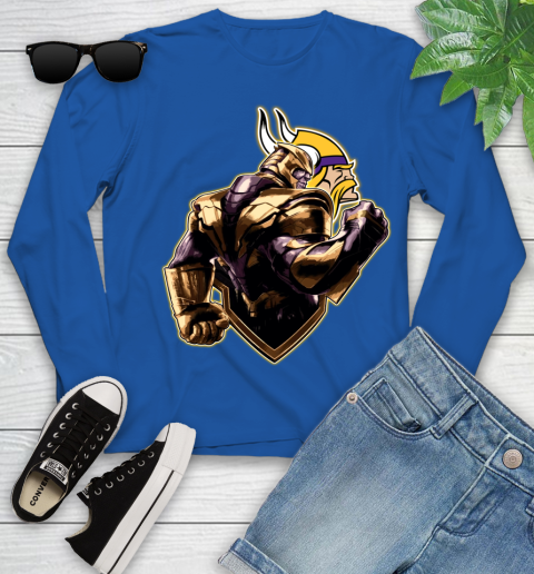 NFL Thanos Avengers Endgame Football Sports Minnesota Vikings Youth Long Sleeve 9
