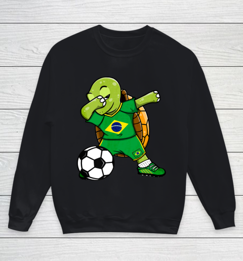 Dabbing Turtle Brazil Soccer Fans Jersey Brazilian Football Youth Sweatshirt