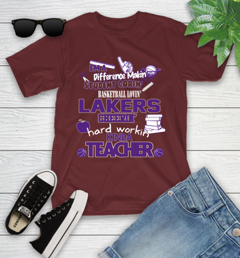 Los Angeles Lakers NBA I'm A Difference Making Student Caring Basketball Loving Kinda Teacher Youth T-Shirt 14