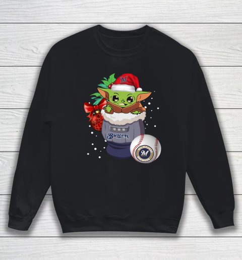 Milwaukee Brewers Christmas Baby Yoda Star Wars Funny Happy MLB Sweatshirt