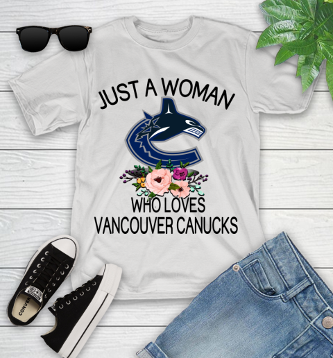 NHL Just A Woman Who Loves Vancouver Canucks Hockey Sports Youth T-Shirt