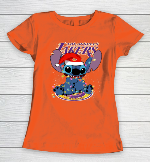 Los Angeles Lakers NBA noel stitch Basketball Christmas Women's T-Shirt 2