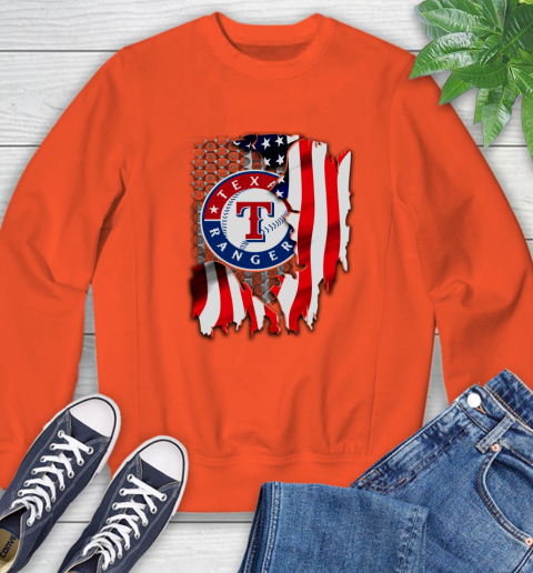 Texas Rangers MLB Baseball American Flag Sweatshirt 3
