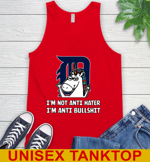 Detroit Tigers MLB Baseball Unicorn I'm Not Anti Hater I'm Anti Bullshit Tank Top 6