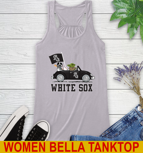 MLB Baseball Chicago White Sox Darth Vader Baby Yoda Driving Star Wars Shirt Racerback Tank 5
