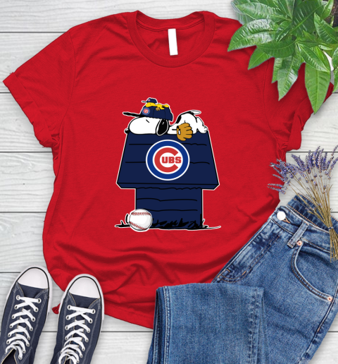 MLB Chicago Cubs Snoopy Woodstock The Peanuts Movie Baseball T Shirt Women's T-Shirt 9