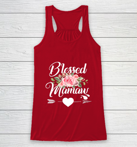 Blessed Mamaw Thanksgiving Christmas Floral Gift For Grandma Racerback Tank 4